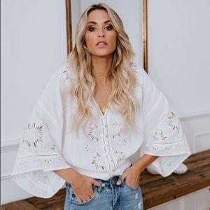 VICI DOLLS - JE T'AIME EYELET BUTTON DOWN TOP